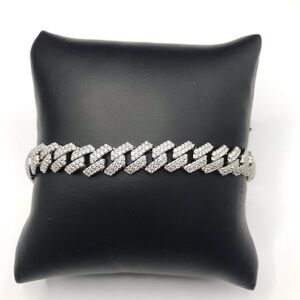 925 Sterling Silver 4.93CT MOISSANITE Cuban link chain Men’s Bracelet size 8”
